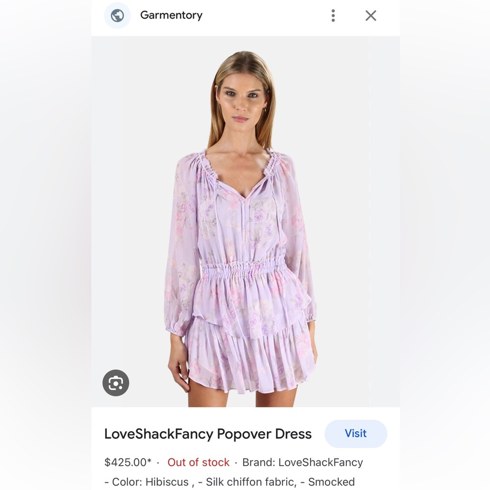 LOVESHACKFANCY PURPLE POPOVER DRESS GREAT CONDITION BARELY WORN